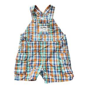 Big Wave Surf Boys Plaid Overalls 18M Adjustable Straps Colorful Summer Romper